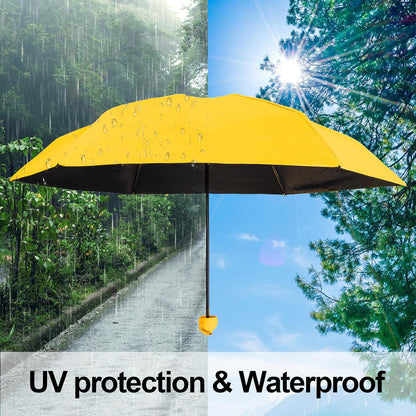 Compact Mini Umbrella for Purse, Small Sun & Rain Umbrellas with Case, Travel Folding Umbrella
