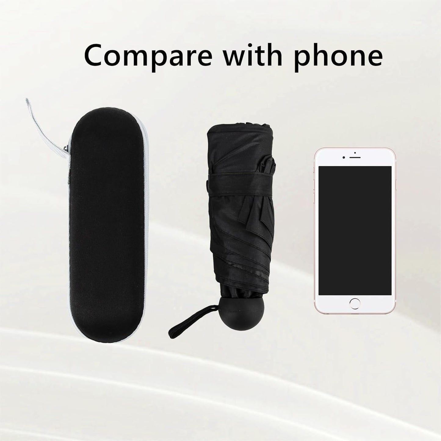 Compact Mini Umbrella for Purse, Small Sun & Rain Umbrellas with Case, Travel Folding Umbrella