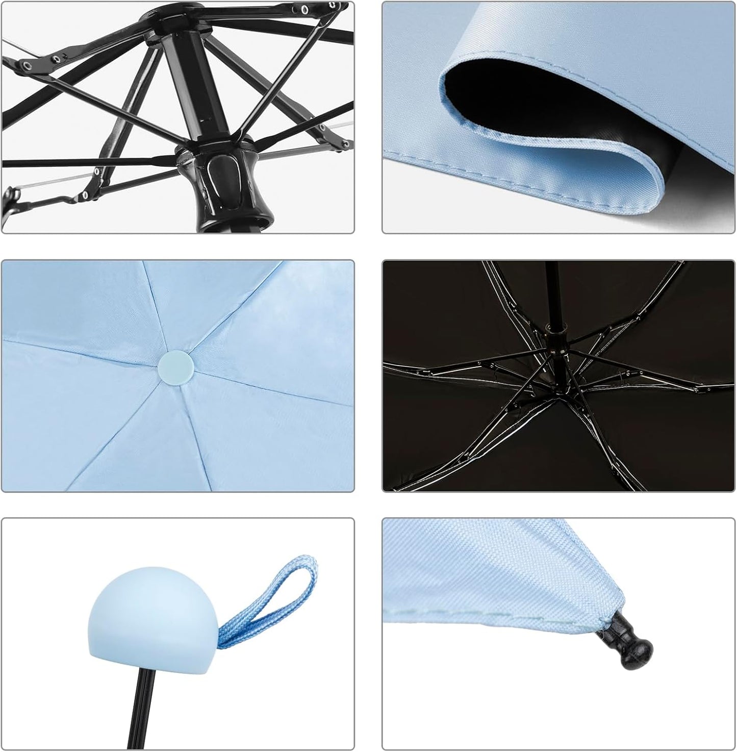 Compact Mini Umbrella for Purse, Small Sun & Rain Umbrellas with Case, Travel Folding Umbrella