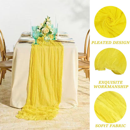 10Pack Yellow Cheesecloth Table Runner Sheer Cheese Cloth Table Runners | Gauze Yellow Table Runner for Wedding Party Baby Shower Home Decor