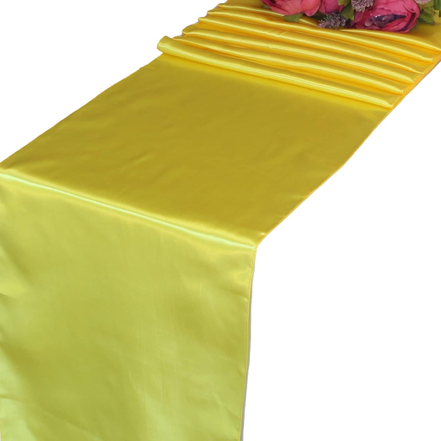 Yellow Satin Table Runners 5 pcs Wedding Banquet Party Event Decoration Table Runners (Yellow, 5)
