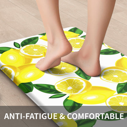 Lemon Kitchen Mats for Floor Anti Fatigue Mats for Kitchen Floor Cushioned Non Skid Washable Memory Foam Kitchen Rug and Mats for Bedroom Office Sink Laundry