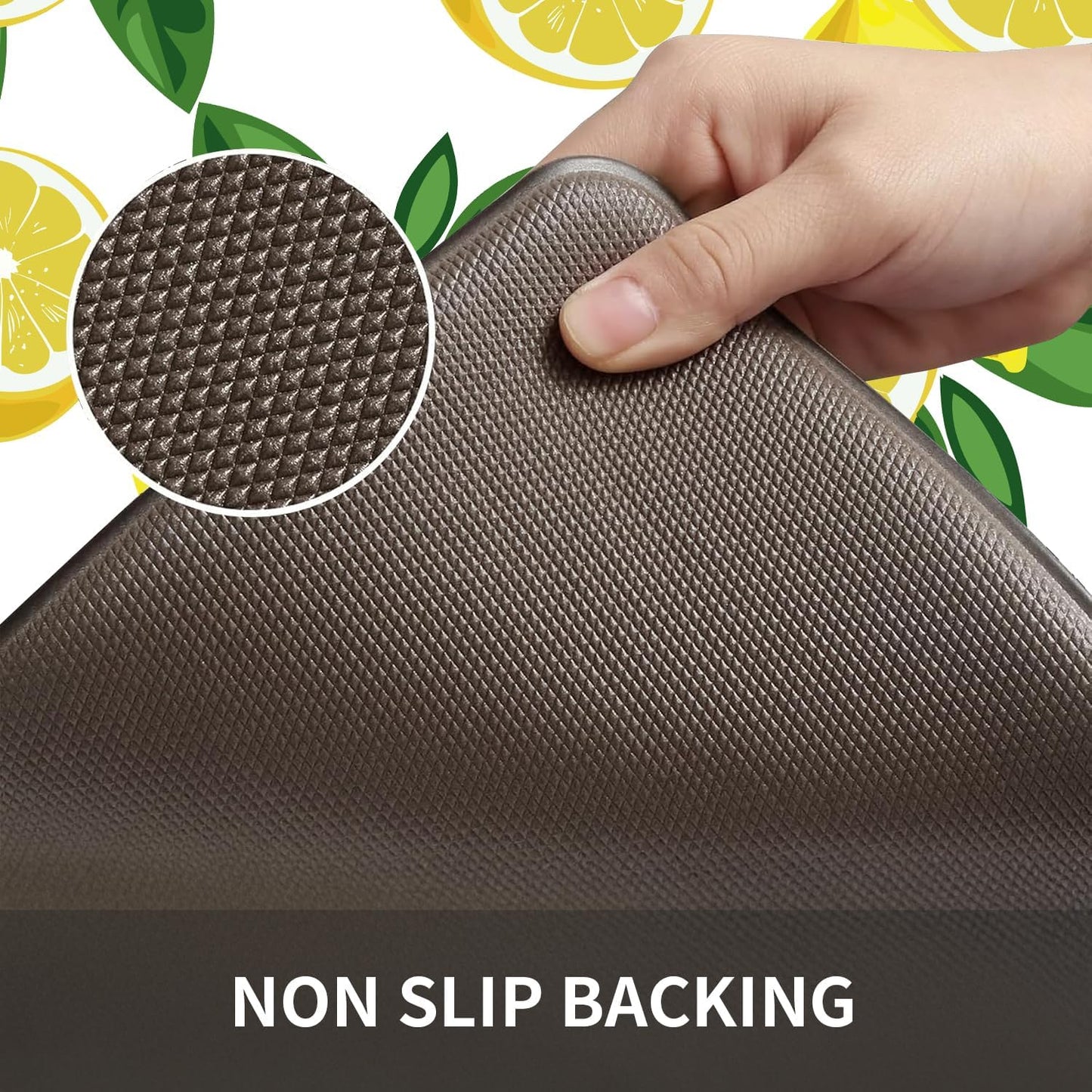 Lemon Kitchen Mats for Floor Anti Fatigue Mats for Kitchen Floor Cushioned Non Skid Washable Memory Foam Kitchen Rug and Mats for Bedroom Office Sink Laundry