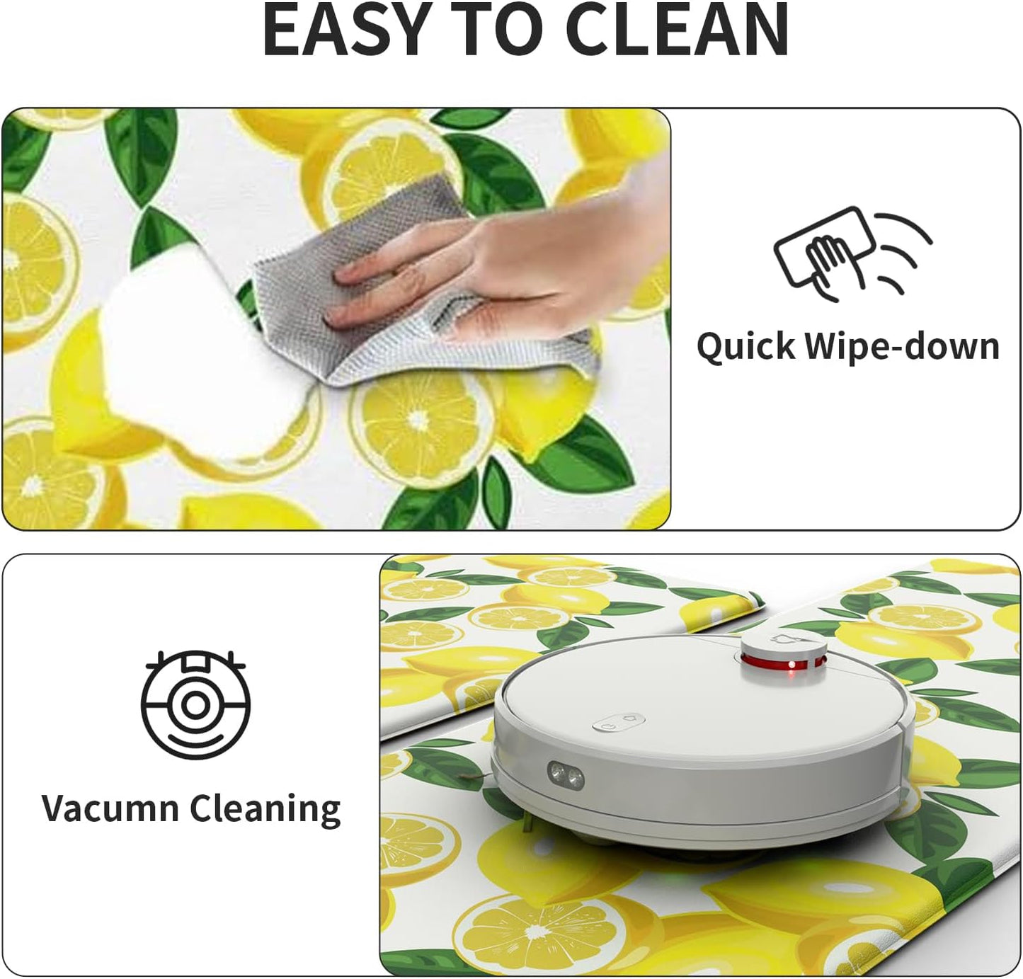 Lemon Kitchen Mats for Floor Anti Fatigue Mats for Kitchen Floor Cushioned Non Skid Washable Memory Foam Kitchen Rug and Mats for Bedroom Office Sink Laundry