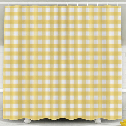 Plaid Shower Curtain Gingham Pattern in Pastel Lemon Yellow and White Great for Fabric Restaurants Fabric Shower Curtain for Bathroom Decorative Bath Curtains,72X72 Inches