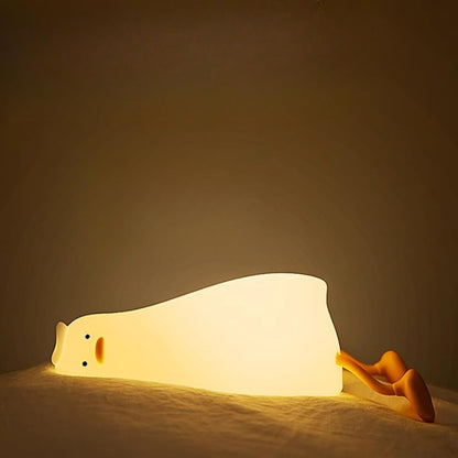 Duck Cute Healing Bedside Lamp with Figurine – Creative Desk Decor & Stress Relief for Women’s Office & Birthday Gift (Yellow)