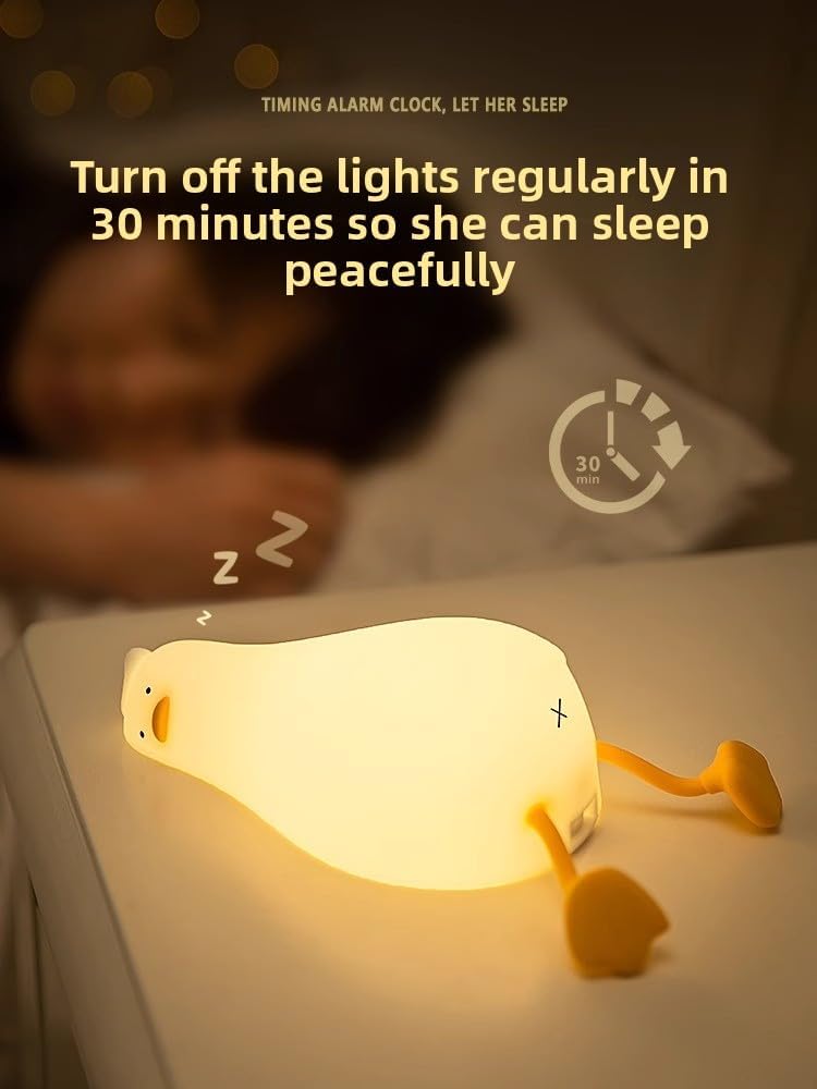 Duck Cute Healing Bedside Lamp with Figurine – Creative Desk Decor & Stress Relief for Women’s Office & Birthday Gift (Yellow)