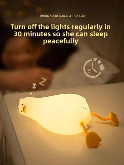 Duck Cute Healing Bedside Lamp with Figurine – Creative Desk Decor & Stress Relief for Women’s Office & Birthday Gift (Yellow)