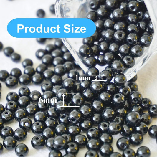 240pcs Glass Beads for Bracelets, 6mm Round Glass Beads for Jewelry Making DIY Crafts (Yellow)