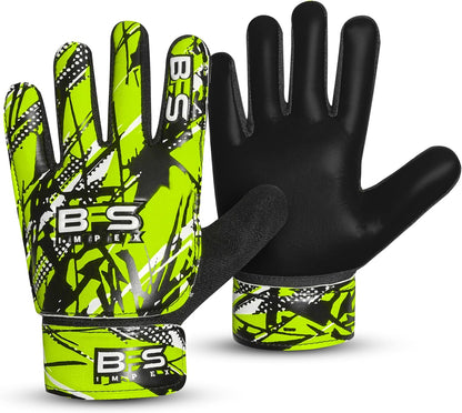 Kids Soccer Goalie Gloves – Youth Football Goalkeeper Gloves for Boys, Youth & Children with Strong Anti-Slip 4mm Latex Grip Palm, Double Wrist Support & Durable Football Gloves