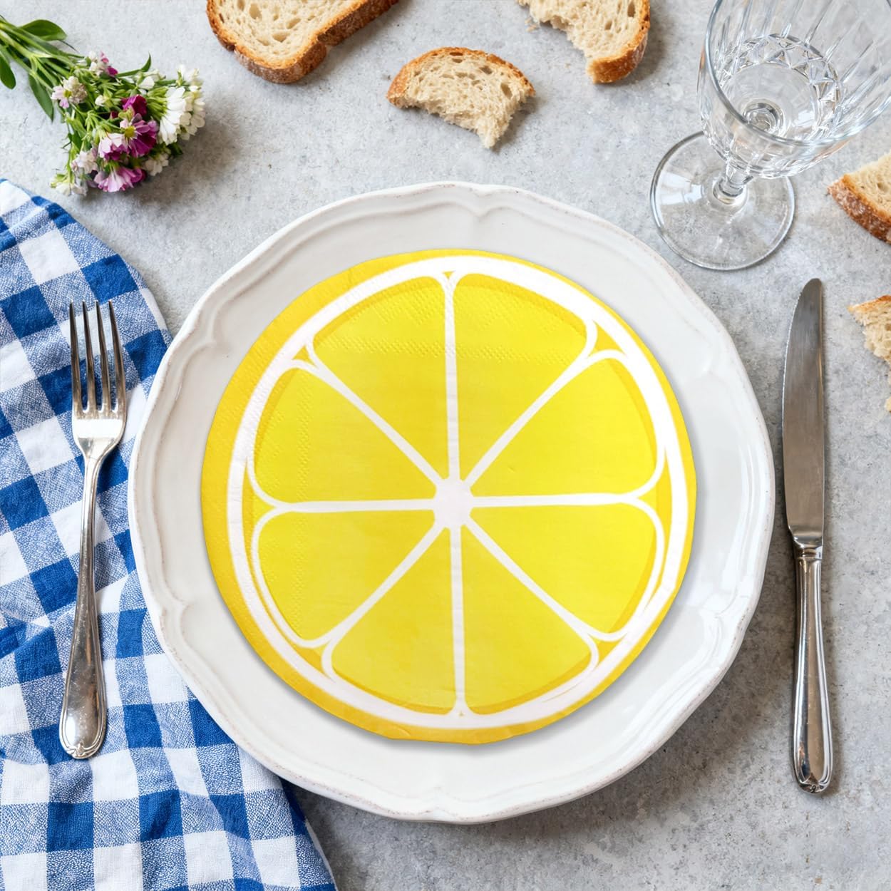 Summer Paper Napkins Disposable Decorative Lemon Slice Shaped Printed Dinner/Lunch Napkins for Party, Home Table Decor. 60PCS, 2-Ply, Folded 5.91 x 5.91 In.
