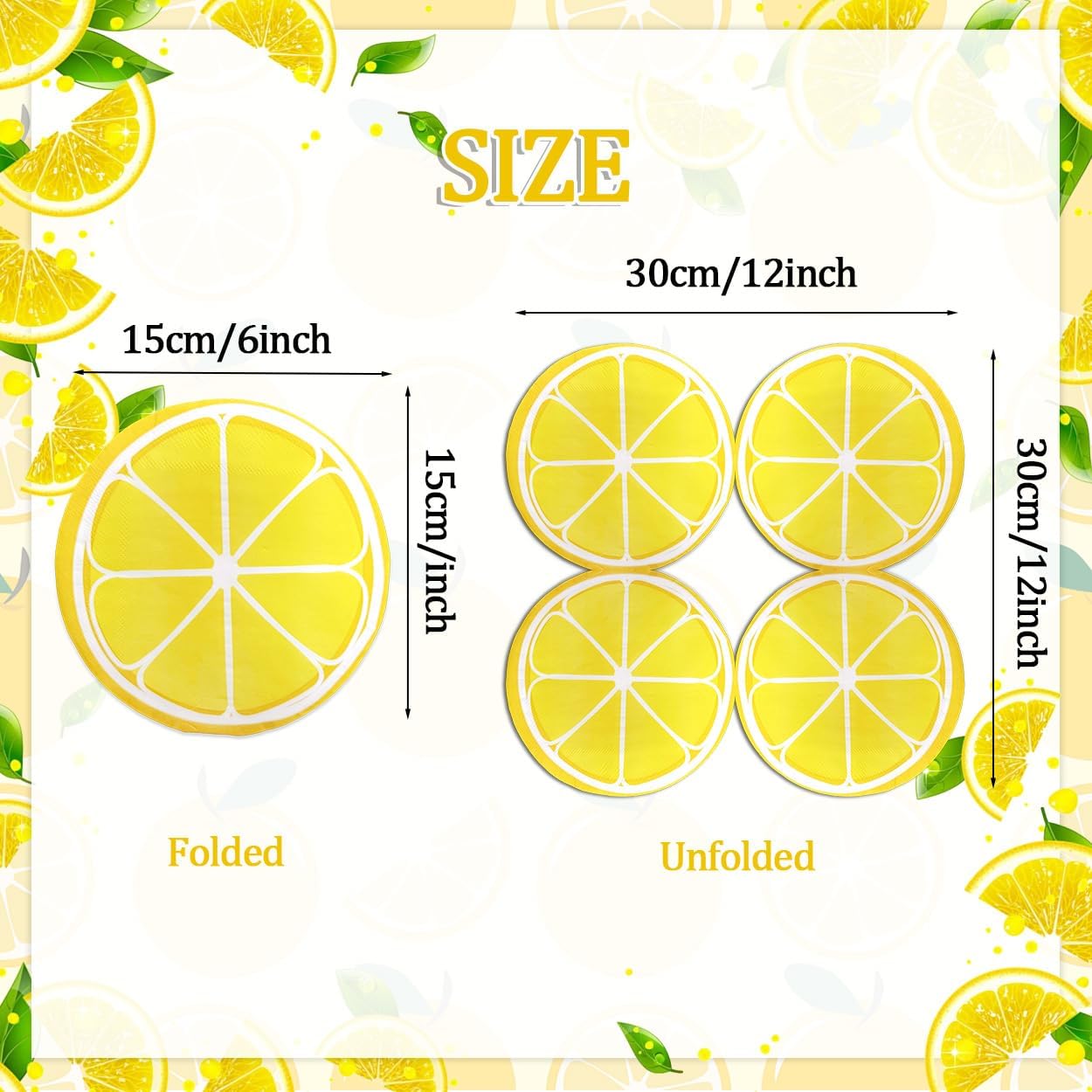 Summer Paper Napkins Disposable Decorative Lemon Slice Shaped Printed Dinner/Lunch Napkins for Party, Home Table Decor. 60PCS, 2-Ply, Folded 5.91 x 5.91 In.