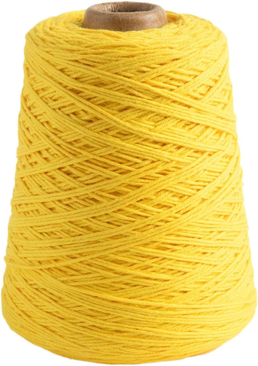 Dishie Yellow Worsted Weight 100% Cotton Yarn for Dishcloths | 400g cone of soft solid colored knitting yarn in Bumblebee color for crocheting, machine washable.