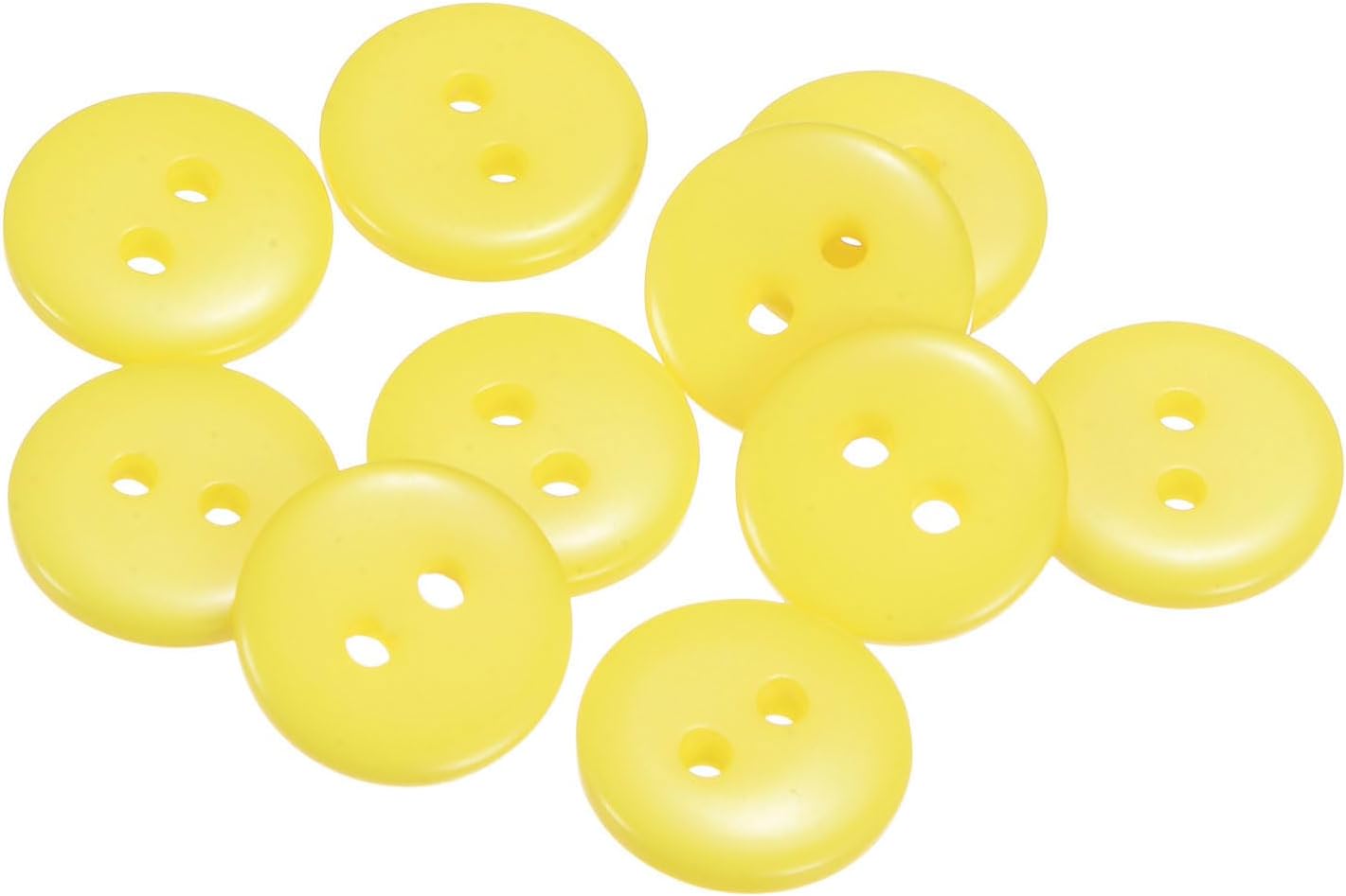 10 Pcs Sewing Buttons, 2 Holes Resin Round Buttons, Decorative Fastener, Great for DIY Crafts,Clothing, Yellow, 1/2-Inch (12.5mm)