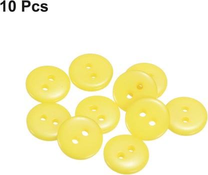 10 Pcs Sewing Buttons, 2 Holes Resin Round Buttons, Decorative Fastener, Great for DIY Crafts,Clothing, Yellow, 1/2-Inch (12.5mm)