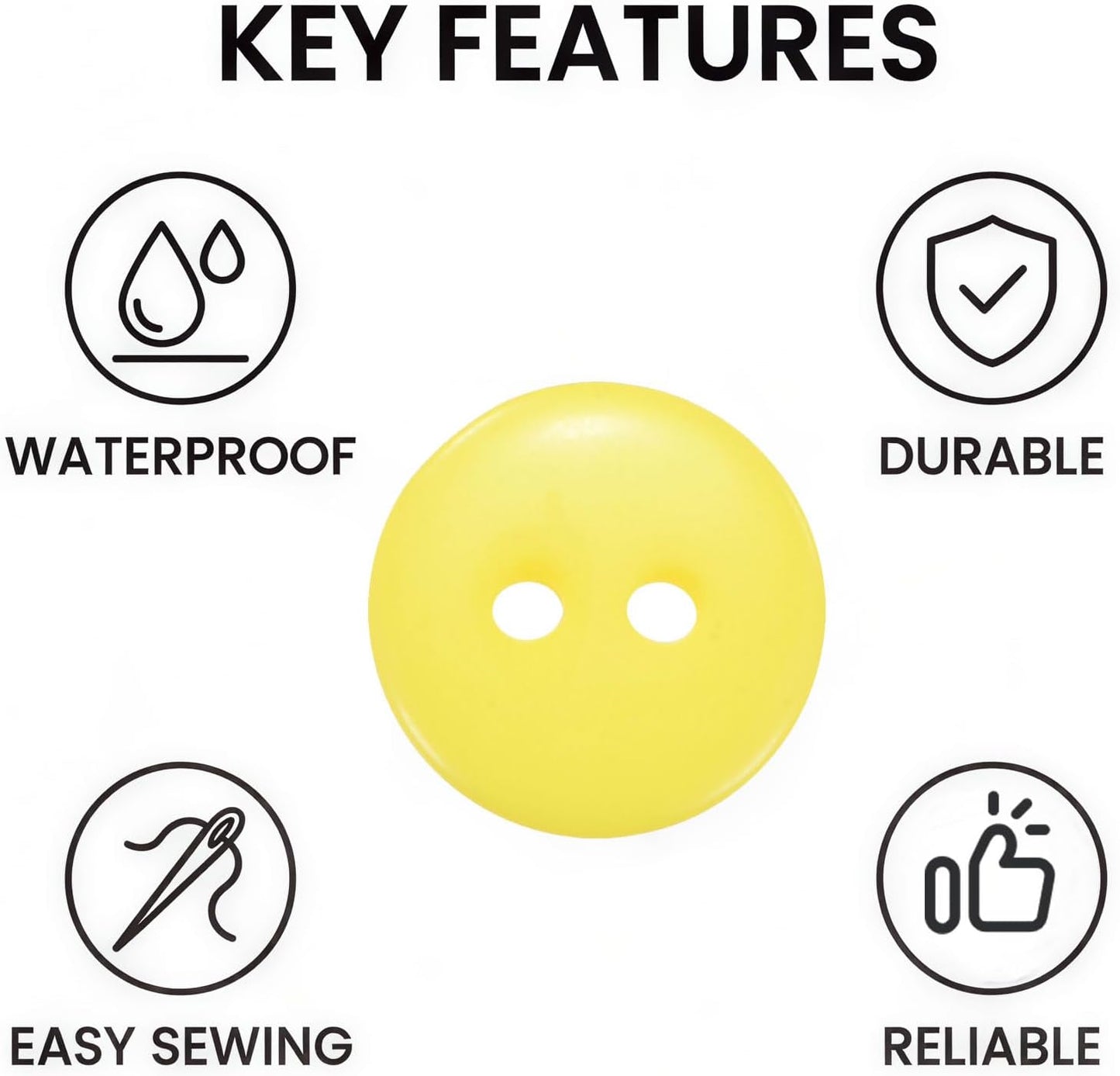 10 Pcs Sewing Buttons, 2 Holes Resin Round Buttons, Decorative Fastener, Great for DIY Crafts,Clothing, Yellow, 1/2-Inch (12.5mm)