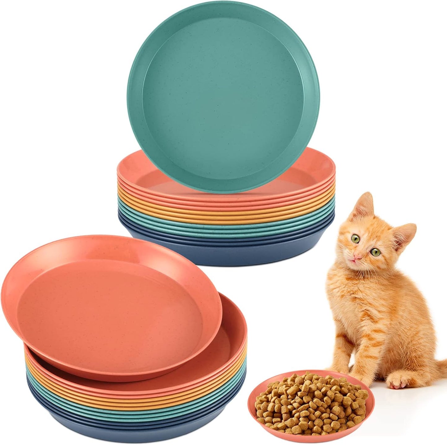 24 Pieces Fatigue Relief Cat Bowl 6 Inch Shallow Cat Food Dish Stray Wet Feeding Bowls Wide and Small Pet Plates for Ferrets Feral Short Legged Kitten Shelter(Elegant Color,Convention)