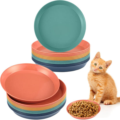 24 Pieces Fatigue Relief Cat Bowl 6 Inch Shallow Cat Food Dish Stray Wet Feeding Bowls Wide and Small Pet Plates for Ferrets Feral Short Legged Kitten Shelter(Elegant Color,Convention)