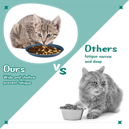 24 Pieces Fatigue Relief Cat Bowl 6 Inch Shallow Cat Food Dish Stray Wet Feeding Bowls Wide and Small Pet Plates for Ferrets Feral Short Legged Kitten Shelter(Elegant Color,Convention)
