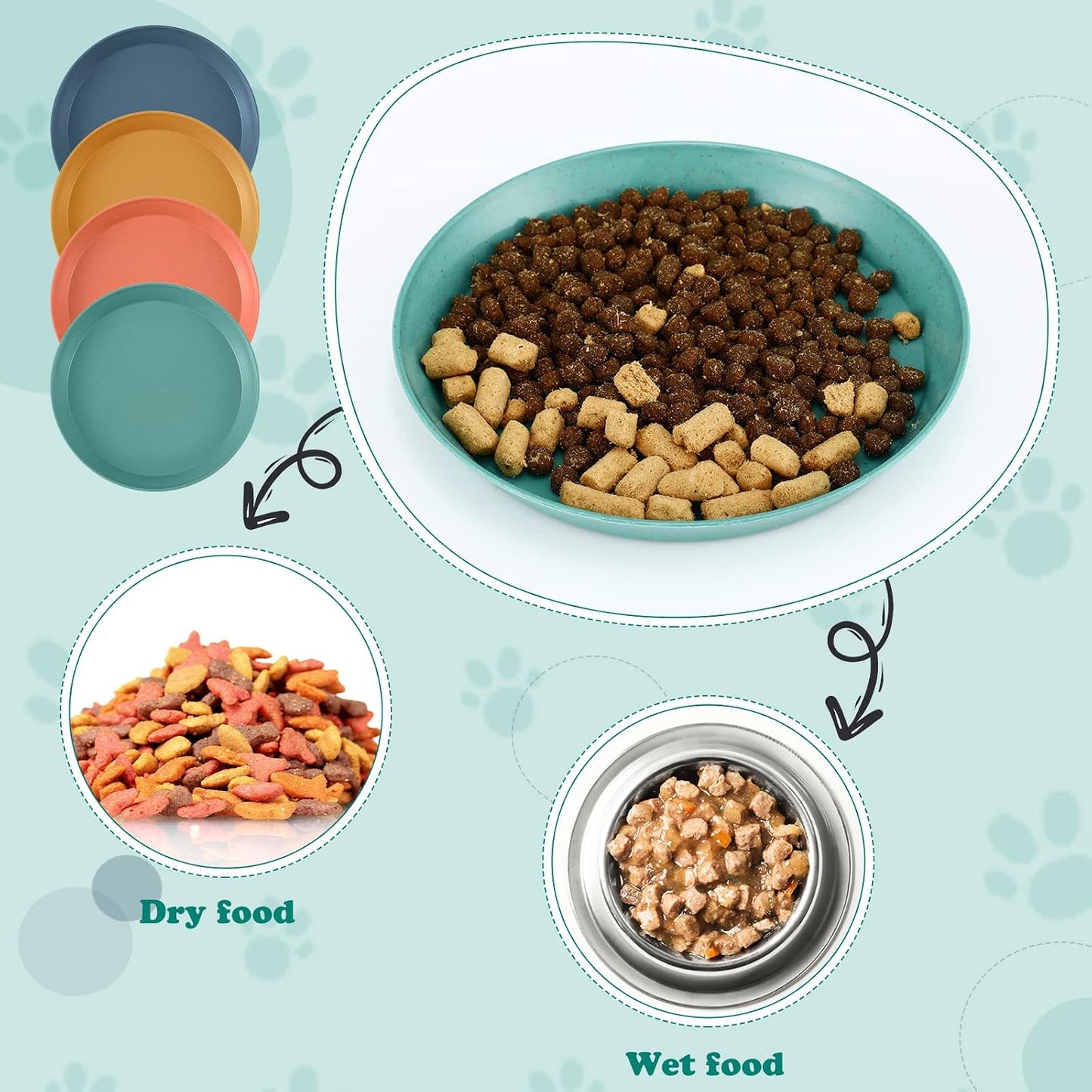 24 Pieces Fatigue Relief Cat Bowl 6 Inch Shallow Cat Food Dish Stray Wet Feeding Bowls Wide and Small Pet Plates for Ferrets Feral Short Legged Kitten Shelter(Elegant Color,Convention)