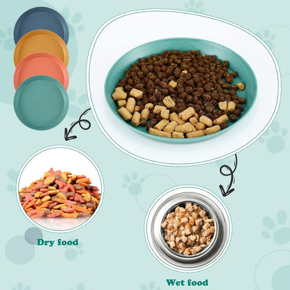 24 Pieces Fatigue Relief Cat Bowl 6 Inch Shallow Cat Food Dish Stray Wet Feeding Bowls Wide and Small Pet Plates for Ferrets Feral Short Legged Kitten Shelter(Elegant Color,Convention)