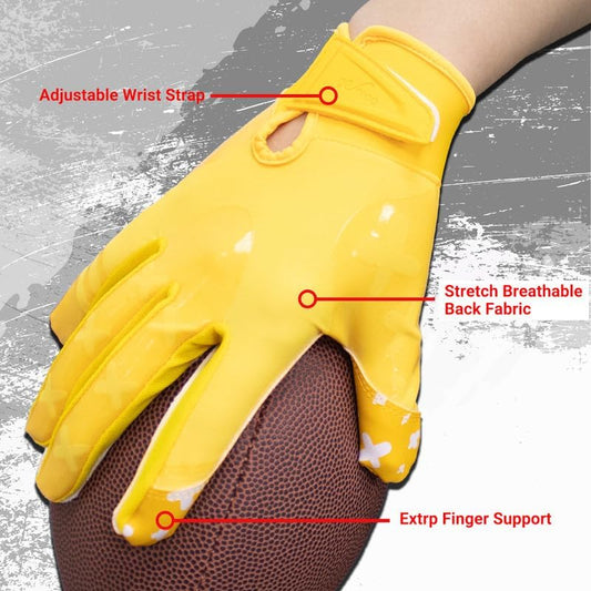 Football Gloves,Sticky Adhesive Palms Receiver Gloves,Non-Slip Flag Football Accessories for Family and Friends