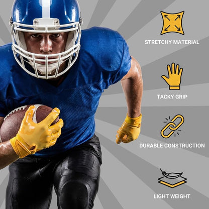 Football Gloves,Sticky Adhesive Palms Receiver Gloves,Non-Slip Flag Football Accessories for Family and Friends