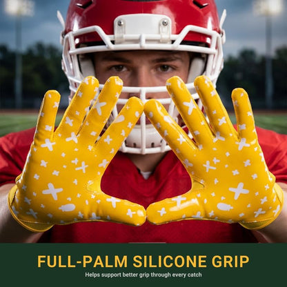 Football Gloves,Sticky Adhesive Palms Receiver Gloves,Non-Slip Flag Football Accessories for Family and Friends