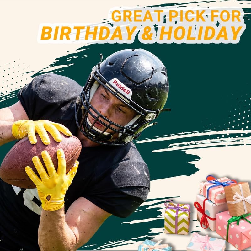 Football Gloves,Sticky Adhesive Palms Receiver Gloves,Non-Slip Flag Football Accessories for Family and Friends