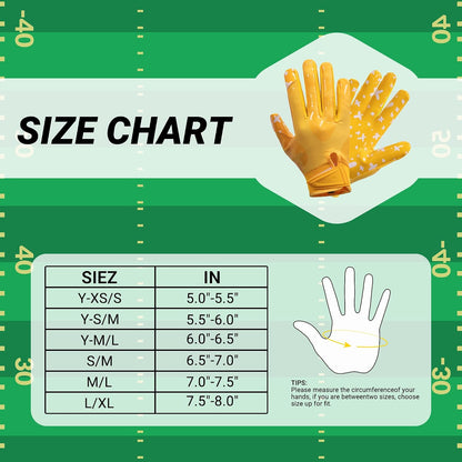 Football Gloves,Sticky Adhesive Palms Receiver Gloves,Non-Slip Flag Football Accessories for Family and Friends