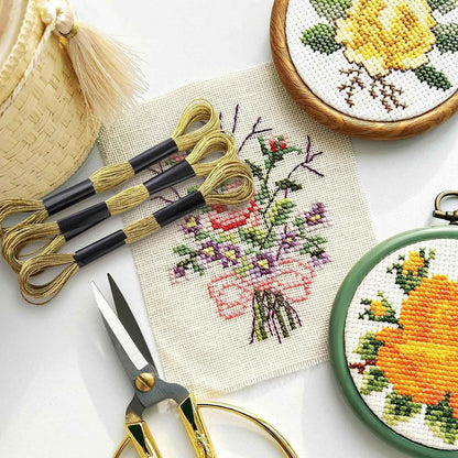 6 Skeins Metallic Embroidery String, 8-Meter 12-Strand Polyester Cross-Stitch Threads, Sparkly Hand Embroidery Floss for Sewing Arts (Gold & Silver & Yellow)