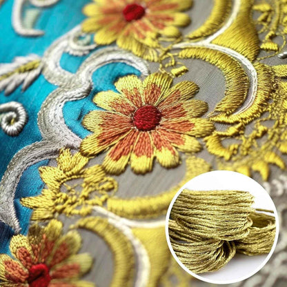 6 Skeins Metallic Embroidery String, 8-Meter 12-Strand Polyester Cross-Stitch Threads, Sparkly Hand Embroidery Floss for Sewing Arts (Gold & Silver & Yellow)