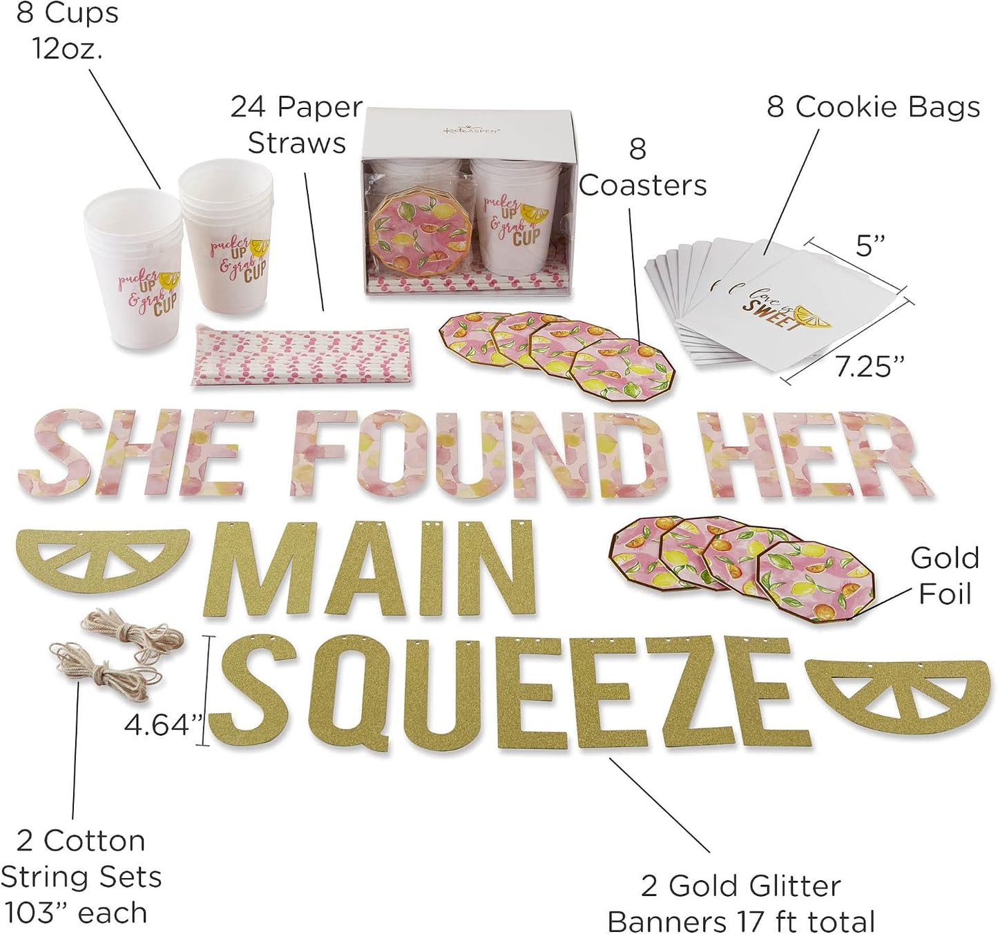 She Found Her Main Squeeze Lemon Themed Bridal Shower Decorations, Engagement Party Decoration, Bachelorette Decor Kit
