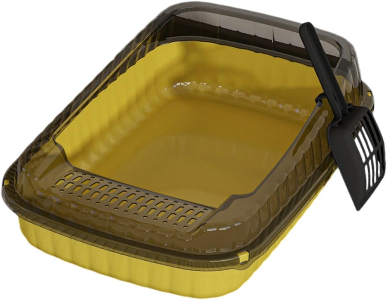 Open Top Cat Litter Box Kitten Toilet,with Cat Litter Spade,Cat Sand Box Open Top Pet Litter Tray Cat Toilet for Indoor Cats, Yellow
