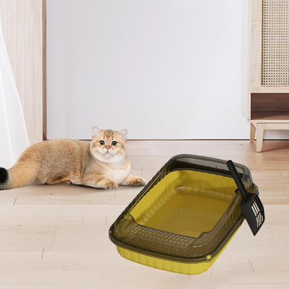 Open Top Cat Litter Box Kitten Toilet,with Cat Litter Spade,Cat Sand Box Open Top Pet Litter Tray Cat Toilet for Indoor Cats, Yellow