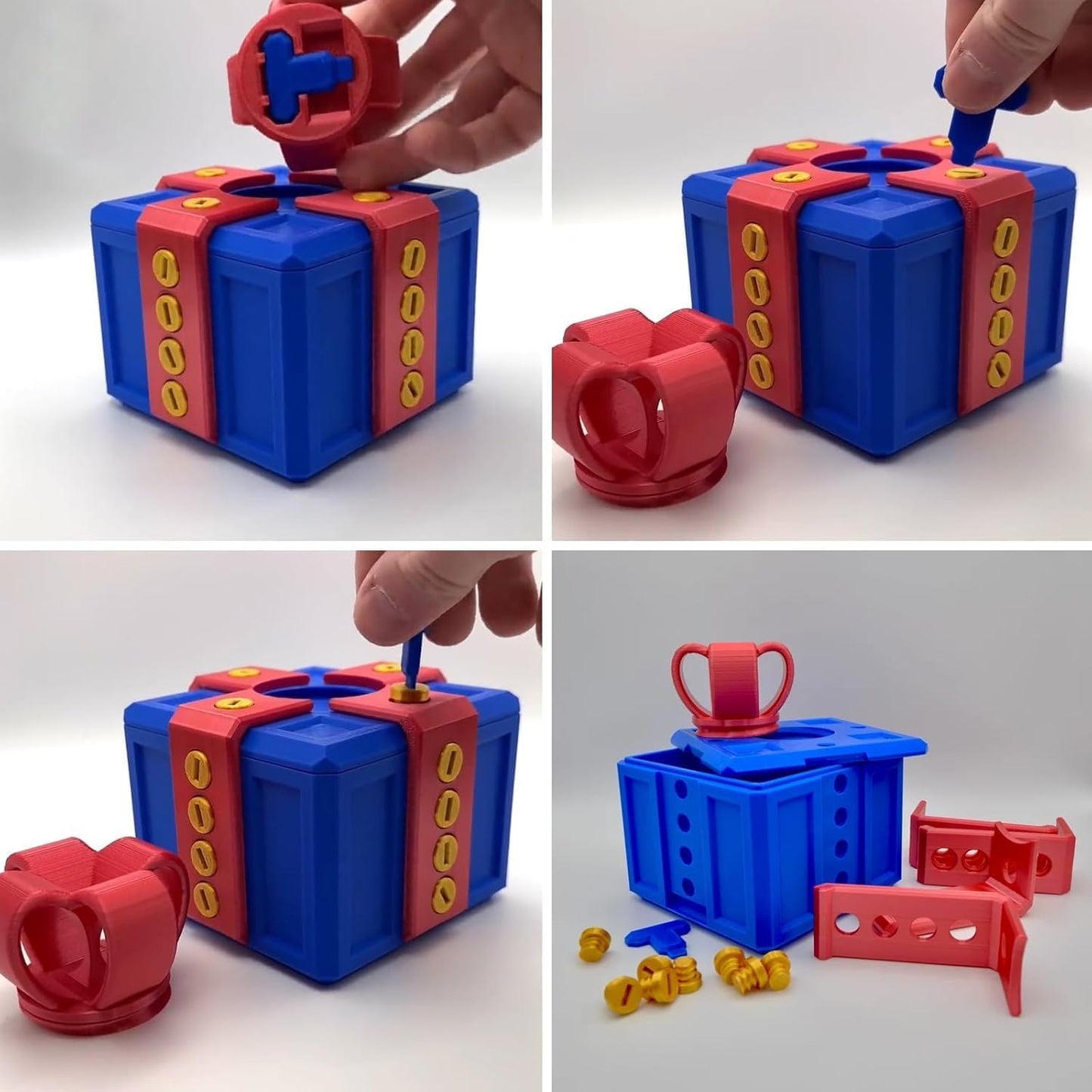 Annoying Gift Box with Screws, Annoying Present Prank Screw Box, Money Card Container Novelty Box, Take Apart Puzzle Surprise Funny (Yellow)