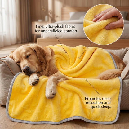 Yellow Dog Blanket, Calming Yellow Dog Blanket - Double-Layer Warm, Soft Pet Mat for Dogs & Cats, Macaron, 27.56x19.69 Inch.