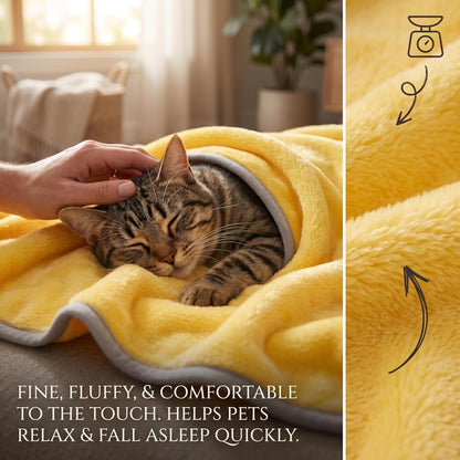 Yellow Dog Blanket, Calming Yellow Dog Blanket - Double-Layer Warm, Soft Pet Mat for Dogs & Cats, Macaron, 27.56x19.69 Inch.
