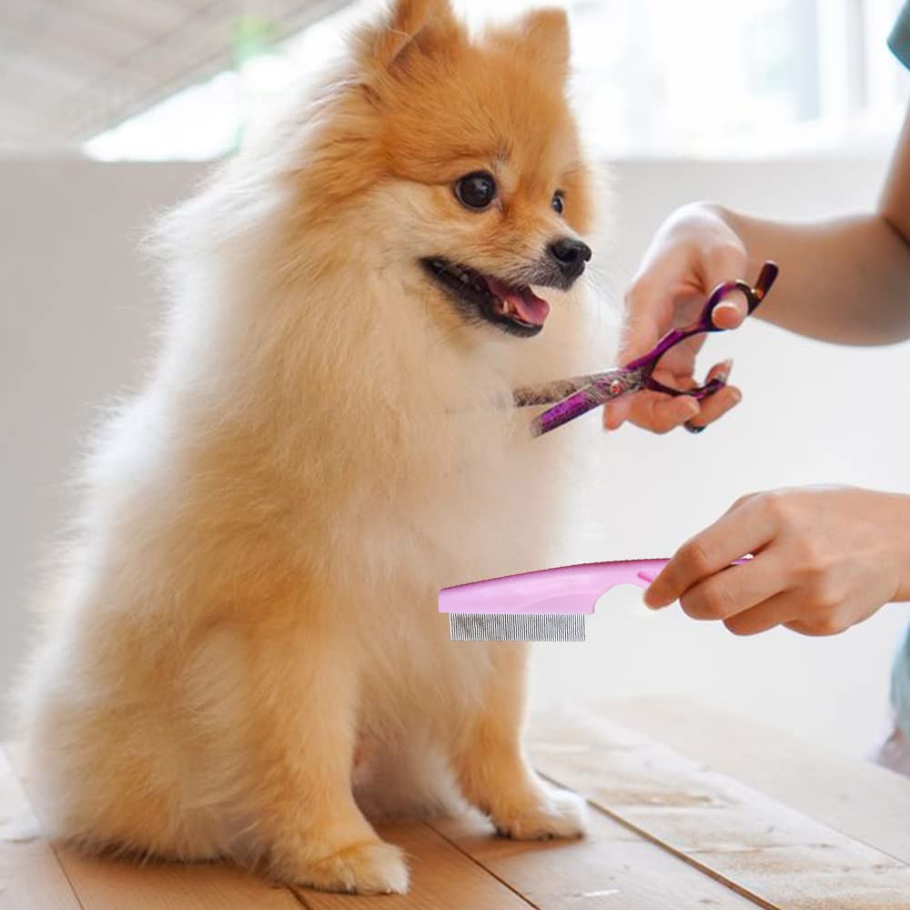 Multifunctional Pet Hair Comb Tear Stain Removal, 2023 New Magic Pets Grooming Comb Kit for Small Dogs Puppies, 2 in 1 Dog Combs Tooth Stainless Grooming Massage Dual-Sided Comb (Yellow)