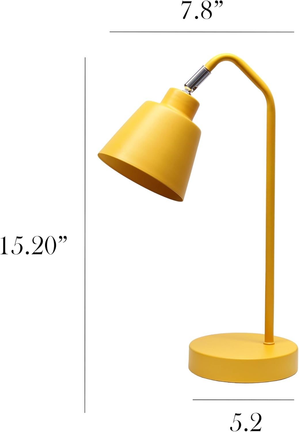 LD1077-YLW 16" Sleek Essentials Adjustable Metal Desk Task Lamp, for Office, Desk, Nightstand, Dorm, Yellow