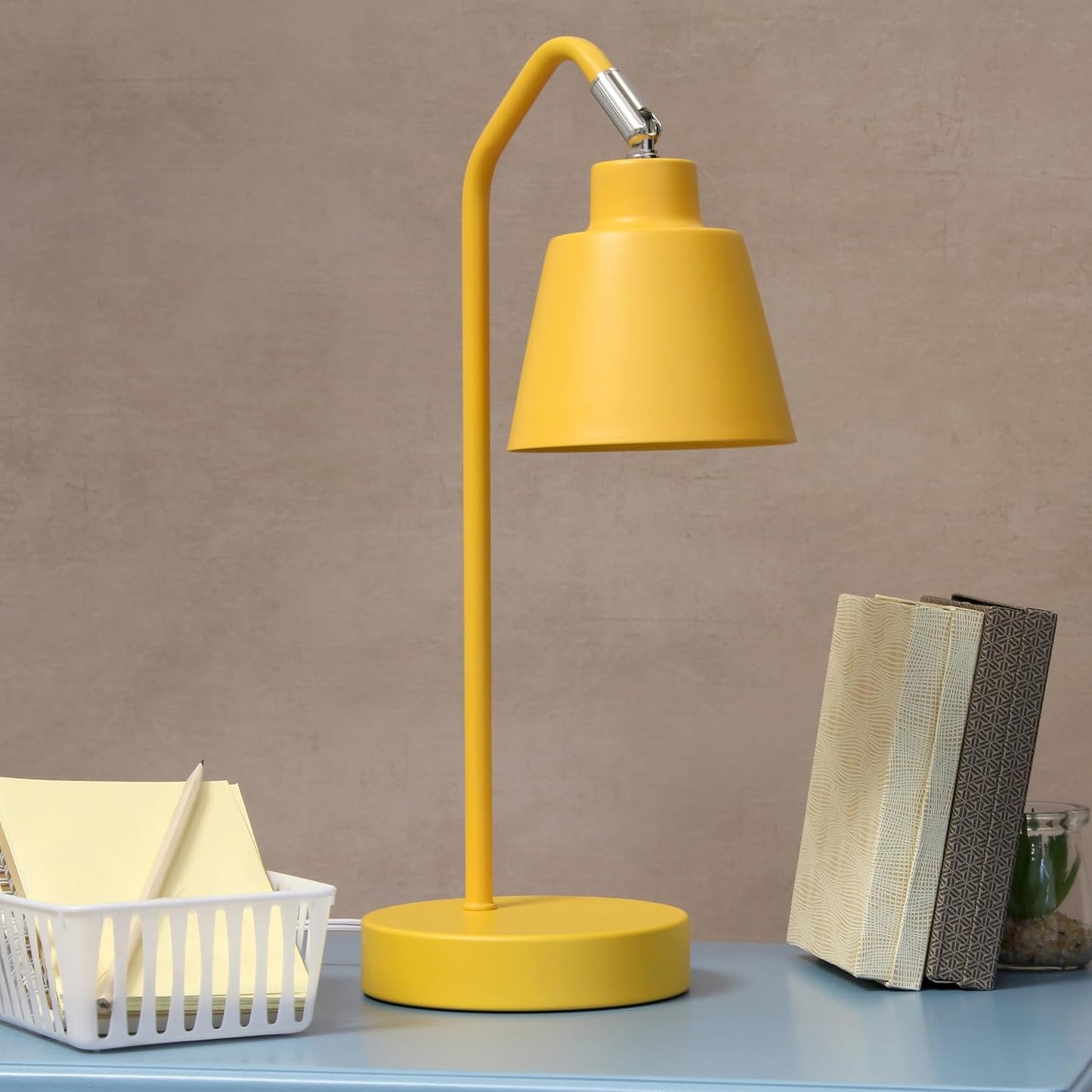LD1077-YLW 16" Sleek Essentials Adjustable Metal Desk Task Lamp, for Office, Desk, Nightstand, Dorm, Yellow
