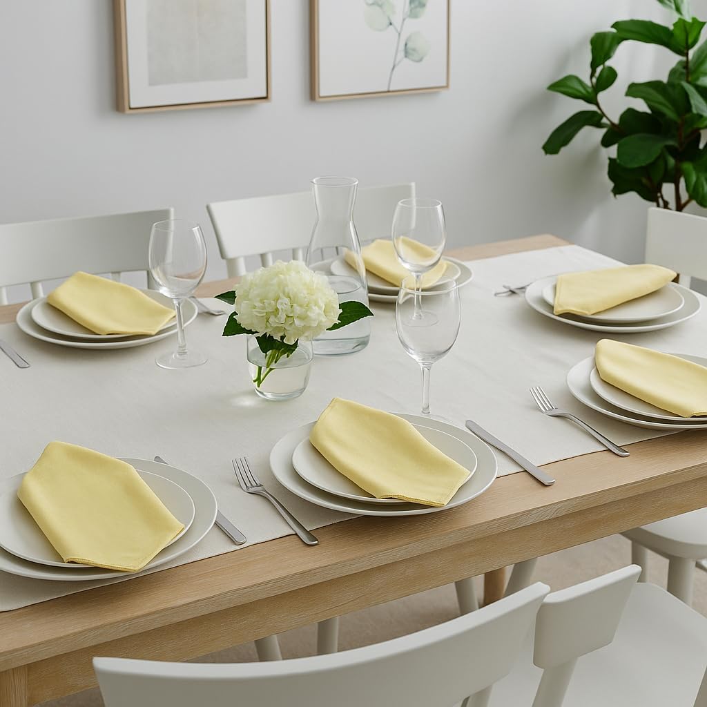 Lemon Cotton Cloth Napkins 18x18 Inches Set of 6 | Reusable Dining Table Napkins for Home, Kitchen, Restaurant & Parties