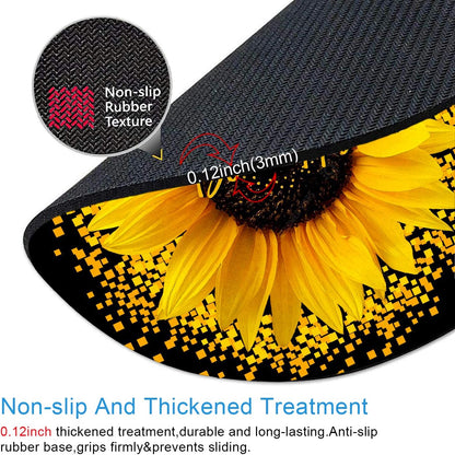 Round Mouse Pad, Sunflower and Butterfly Mouse Pad, Yellow Flower Mouse Mat, Inspirational Quote Be Happy Mousepad, Non-Slip Rubber Base MousePads for Office Laptop Computer, 7.9 x 7.9 Inch