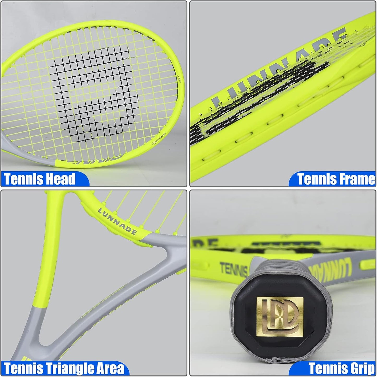 Adults Tennis Racket 27 Inch, Shockproof Carbon Fiber Tennis Racquet Light-Weight, Pre-Strung and Regrip, Suitable for Beginners to Intermediate Players