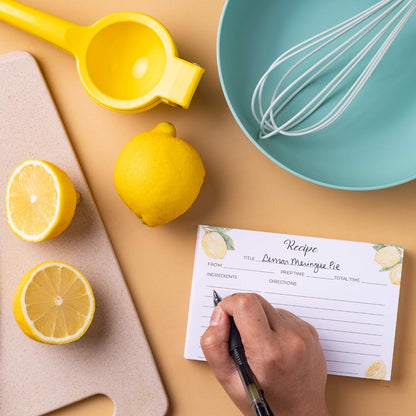Lemon Recipe Cards 4x6 Double Sided - Set Of 50 Thick Recipe Cards