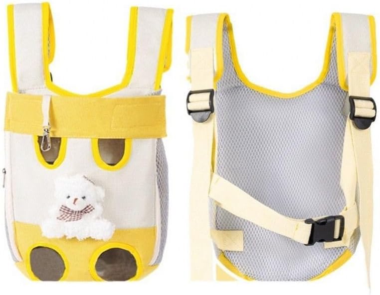 Pet Carrier Backpack, Yellow and White, Front Facing Dog Cat Sling with Mesh Breathable Design, Adjustable Straps, Hands-Free Travel Bag (Small（1.5kg）)