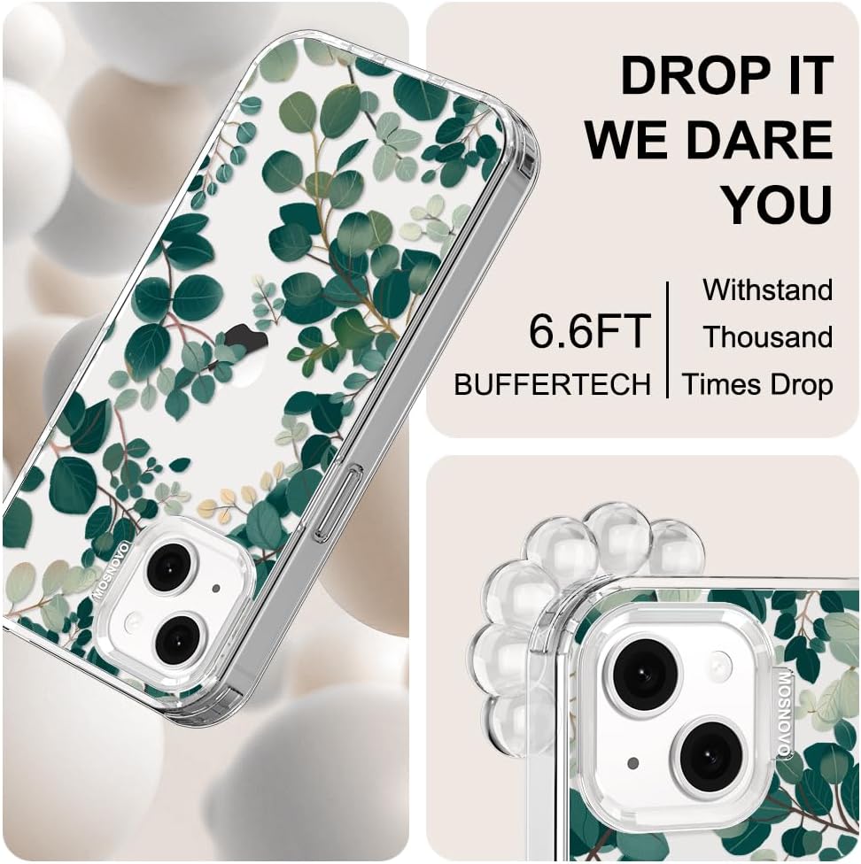 Case for iPhone 13 Pro Max, [Buffertech 6.6ft Military-Grade Drop Protection] [Anti Peel Off Tech] Clear TPU Bumper Phone Case Cover Design - Lemon - Colors E