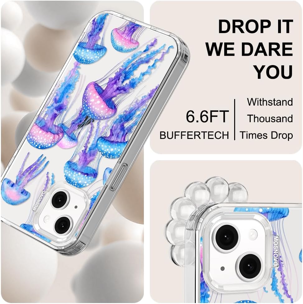 Case for iPhone 13 Pro Max, [Buffertech 6.6ft Military-Grade Drop Protection] [Anti Peel Off Tech] Clear TPU Bumper Phone Case Cover Design - Lemon - Colors E