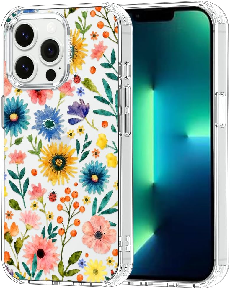 Case for iPhone 13 Pro Max, [Buffertech 6.6ft Military-Grade Drop Protection] [Anti Peel Off Tech] Clear TPU Bumper Phone Case Cover Design - Lemon - Colors E