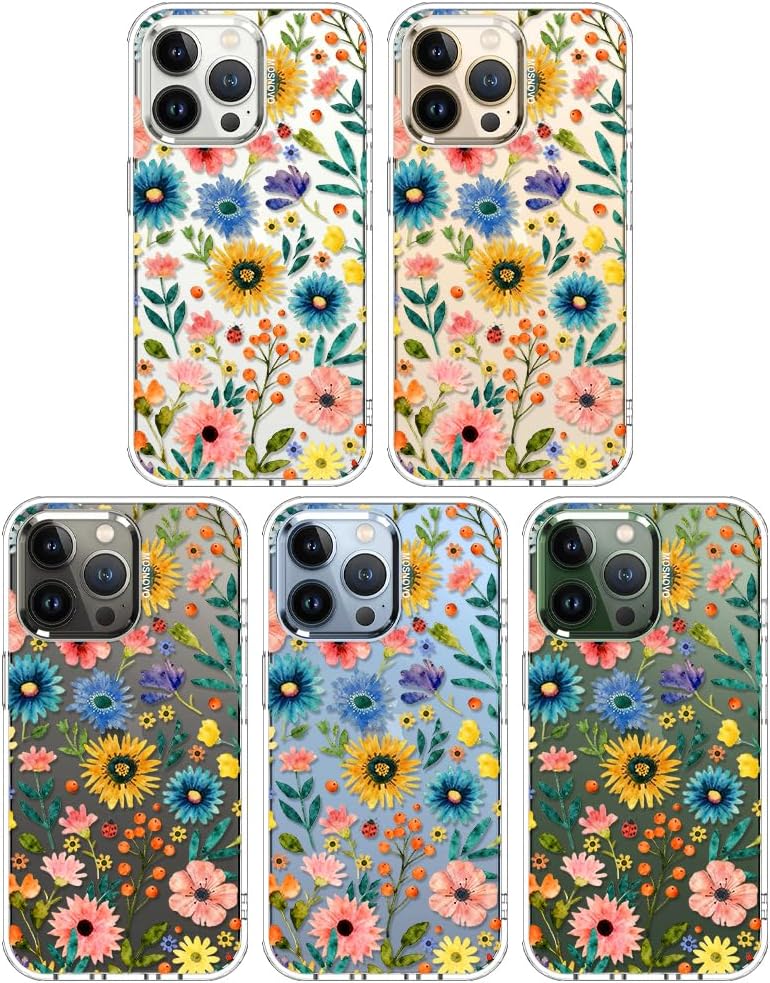 Case for iPhone 13 Pro Max, [Buffertech 6.6ft Military-Grade Drop Protection] [Anti Peel Off Tech] Clear TPU Bumper Phone Case Cover Design - Lemon - Colors E
